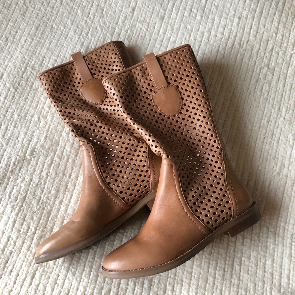 ZIGI light brown leather calf boots